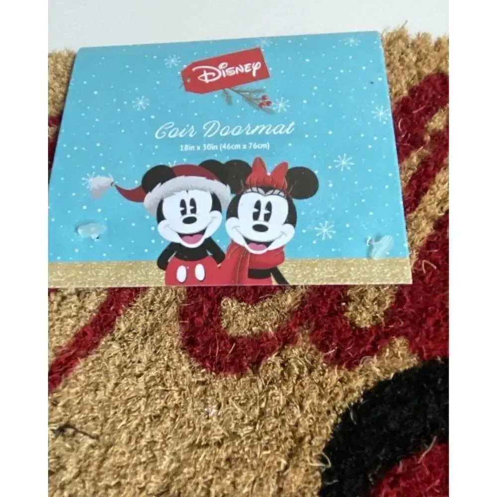 Disney Mickey Minnie Mouse Christmas Holiday  Coir Door Mat 18 X 30” Outdoor NEW